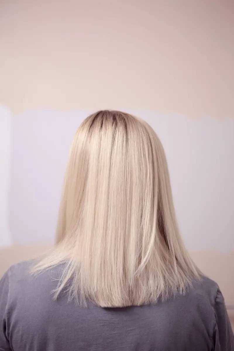 Smooth blonde bob seen from behind