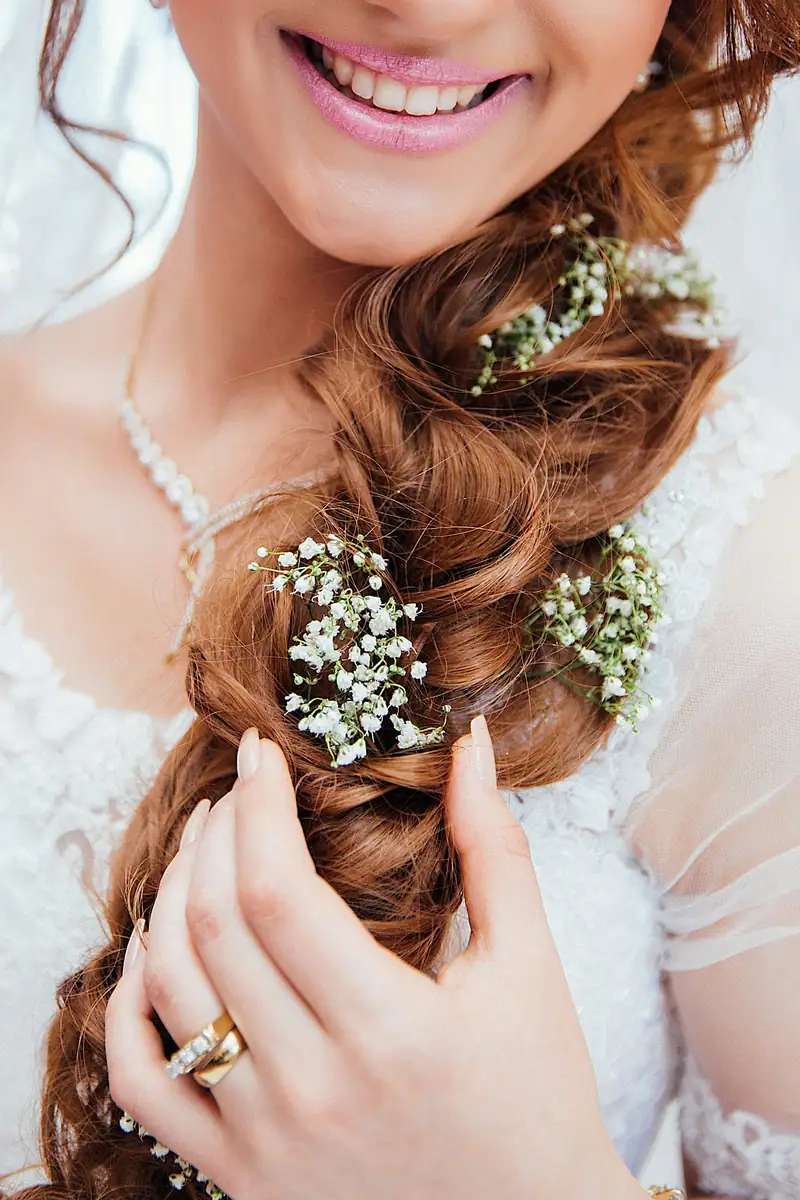 Bride with a floral braid